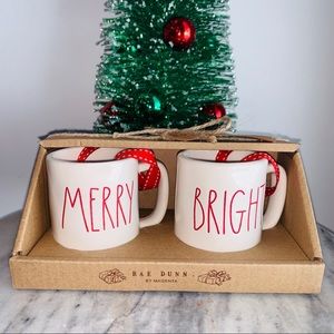 Rae Dunn Mini Mugs Ornaments - MERRY and BRIGHT